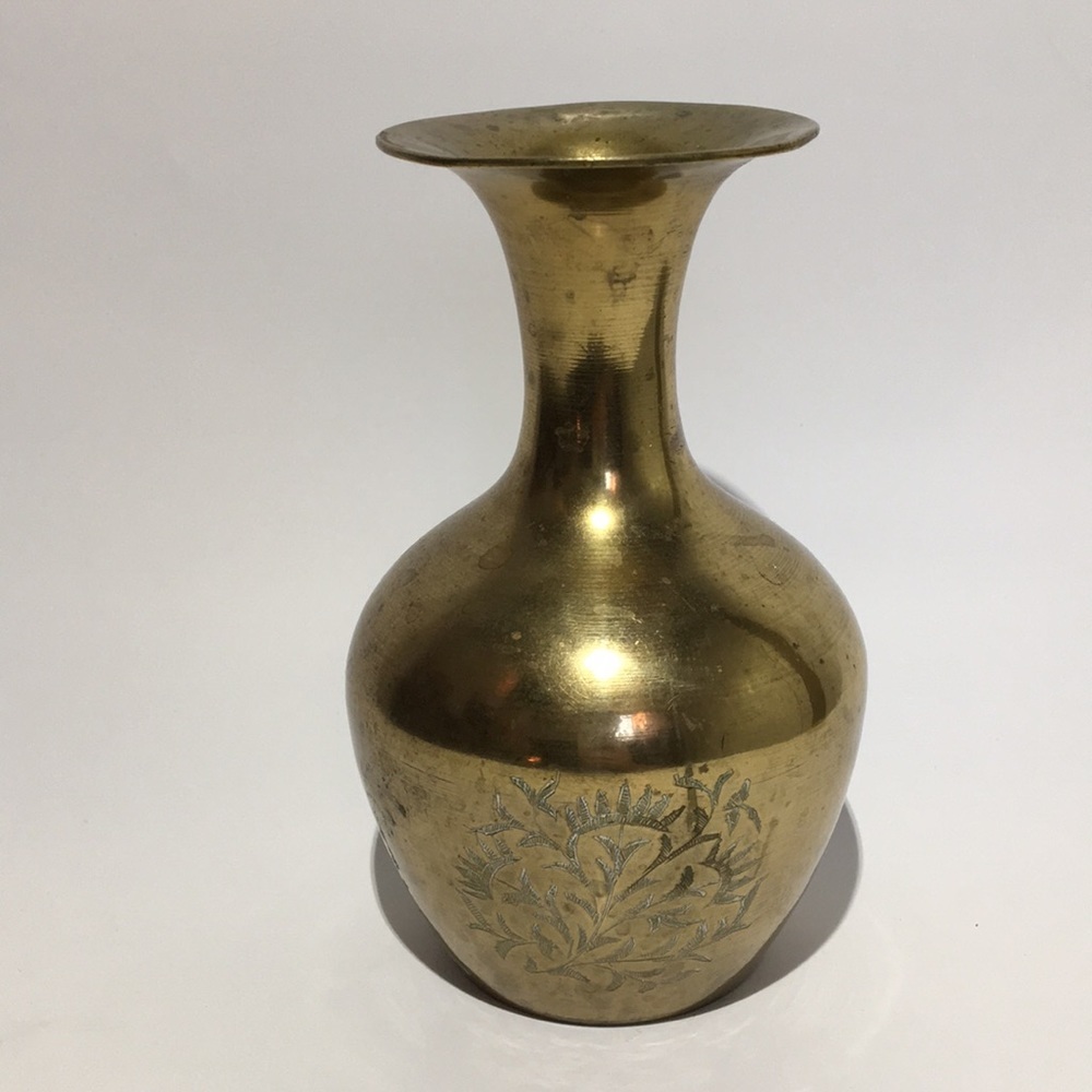 Small Carved Brass Vase
